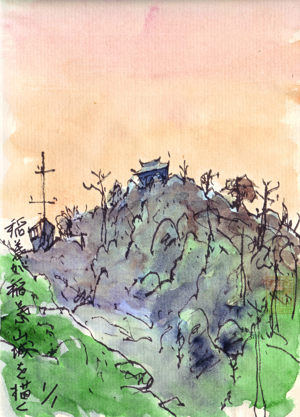 1998-1-1稲葉が稲葉山城を描く
